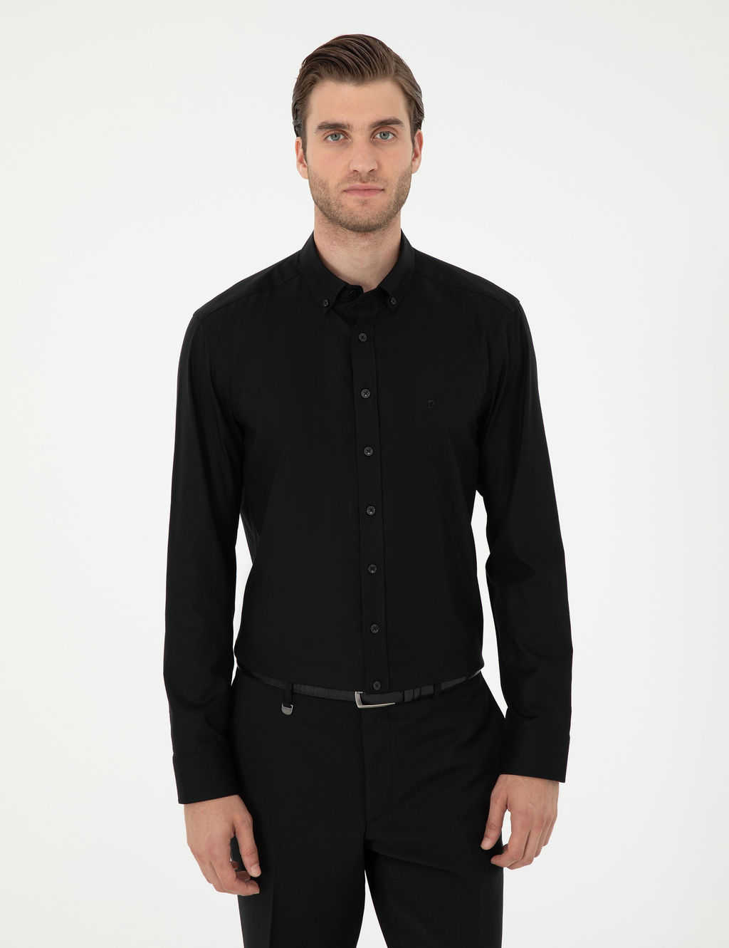 Рубашка Siyah Slim Fit длинный рукав черная