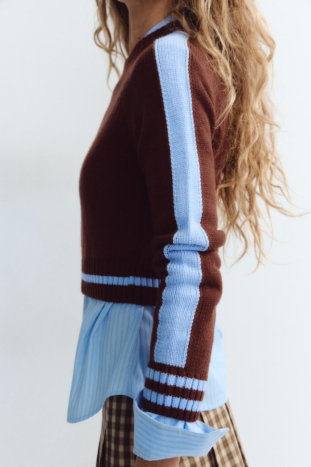 CROPPED KNIT SWEATER WITH TRIM - Zara фото 3