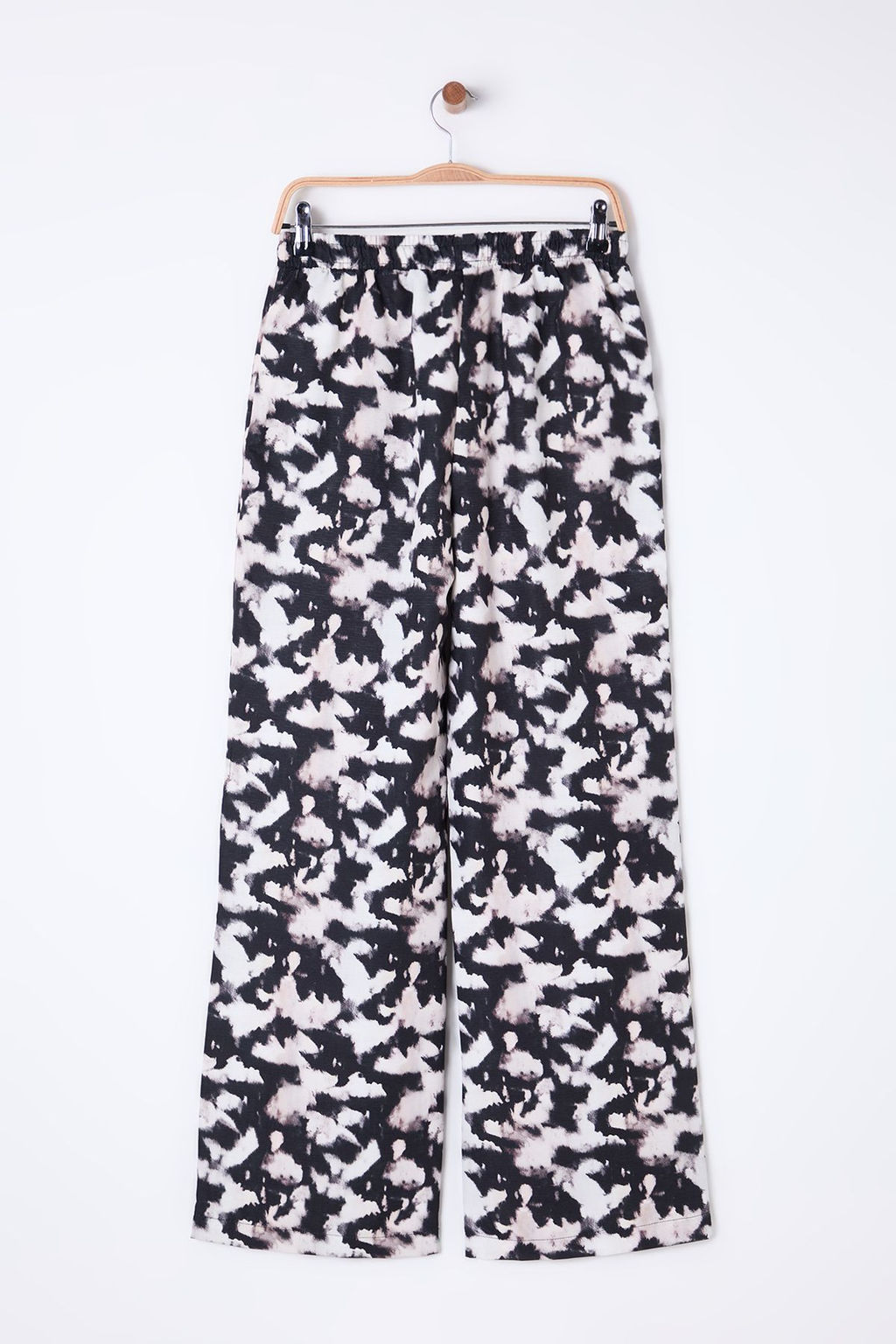 TRENDYOLMILLA Siyah Beli Lastikli Wide Leg/Genis Paca Batik Desenli Dokuma Pantolon TWOSS25PL00005  фото 8