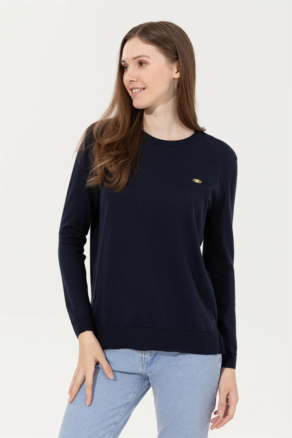 U. S. Polo Assn Женский базовый свитер темно-синего цвета с круглым вырезом - U.s. polo assn фото 9
