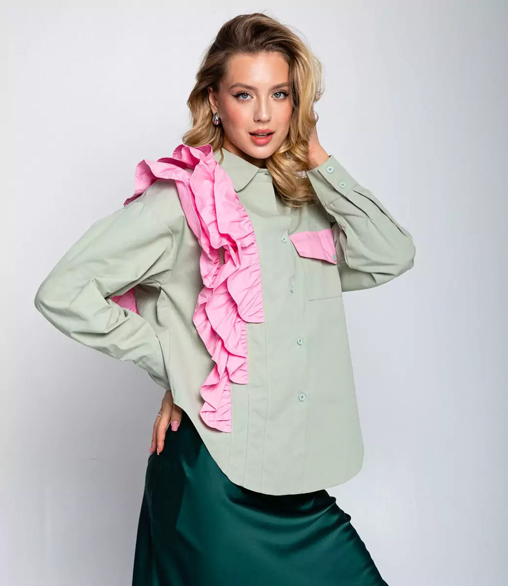 Рубашка #КТ2666, салатовый