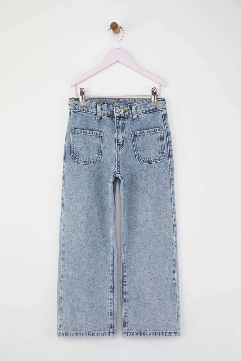 Ac?k Mavi K?z Cocuk 100% Pamuk Ayarlanabilir Lastikli K?z Cocuk Denim Jeans TKDAW26JE00007 - Trendyolmilla фото 2