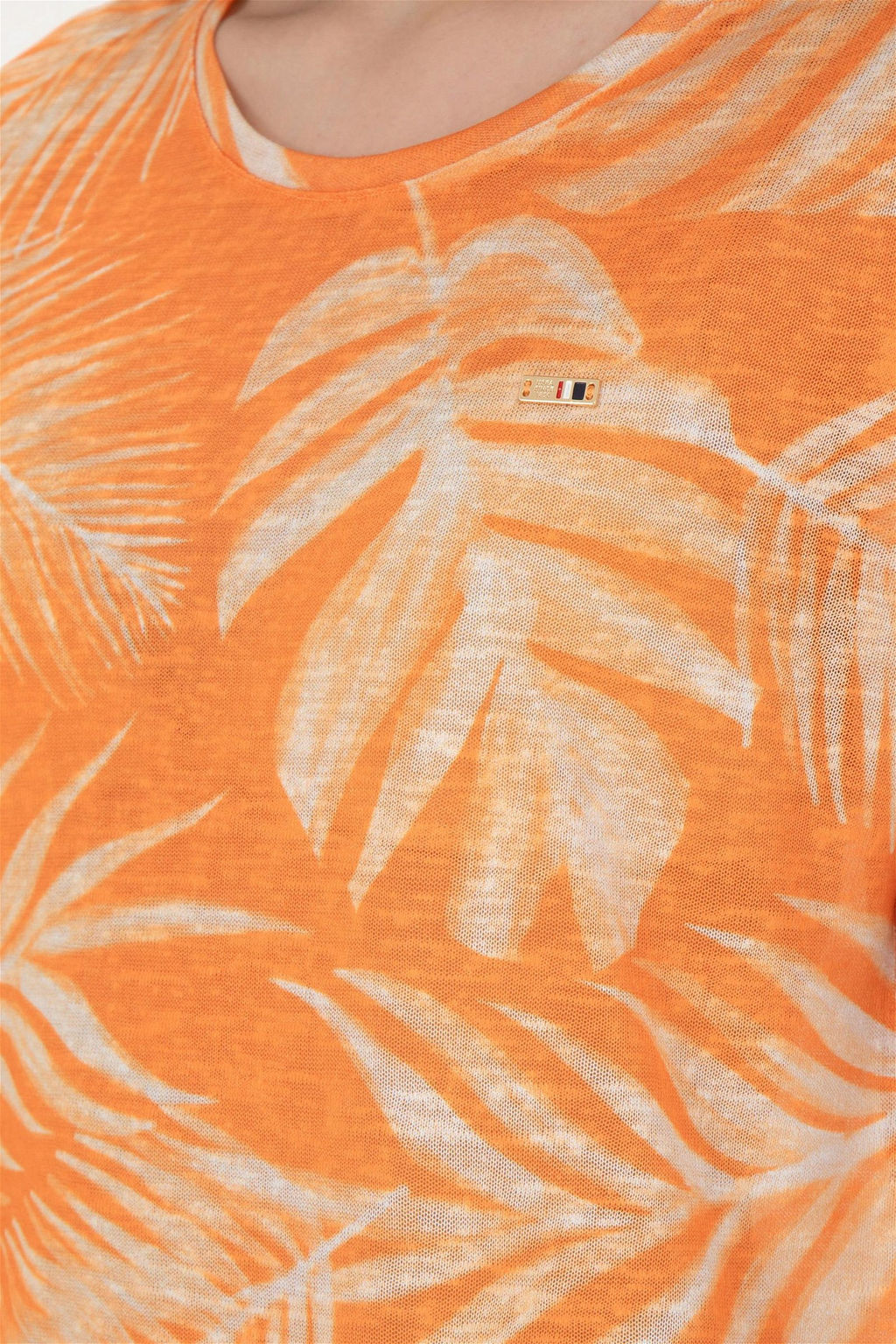 Женская оранжевая футболка с круглым вырезом - U.s. polo assn фото 7