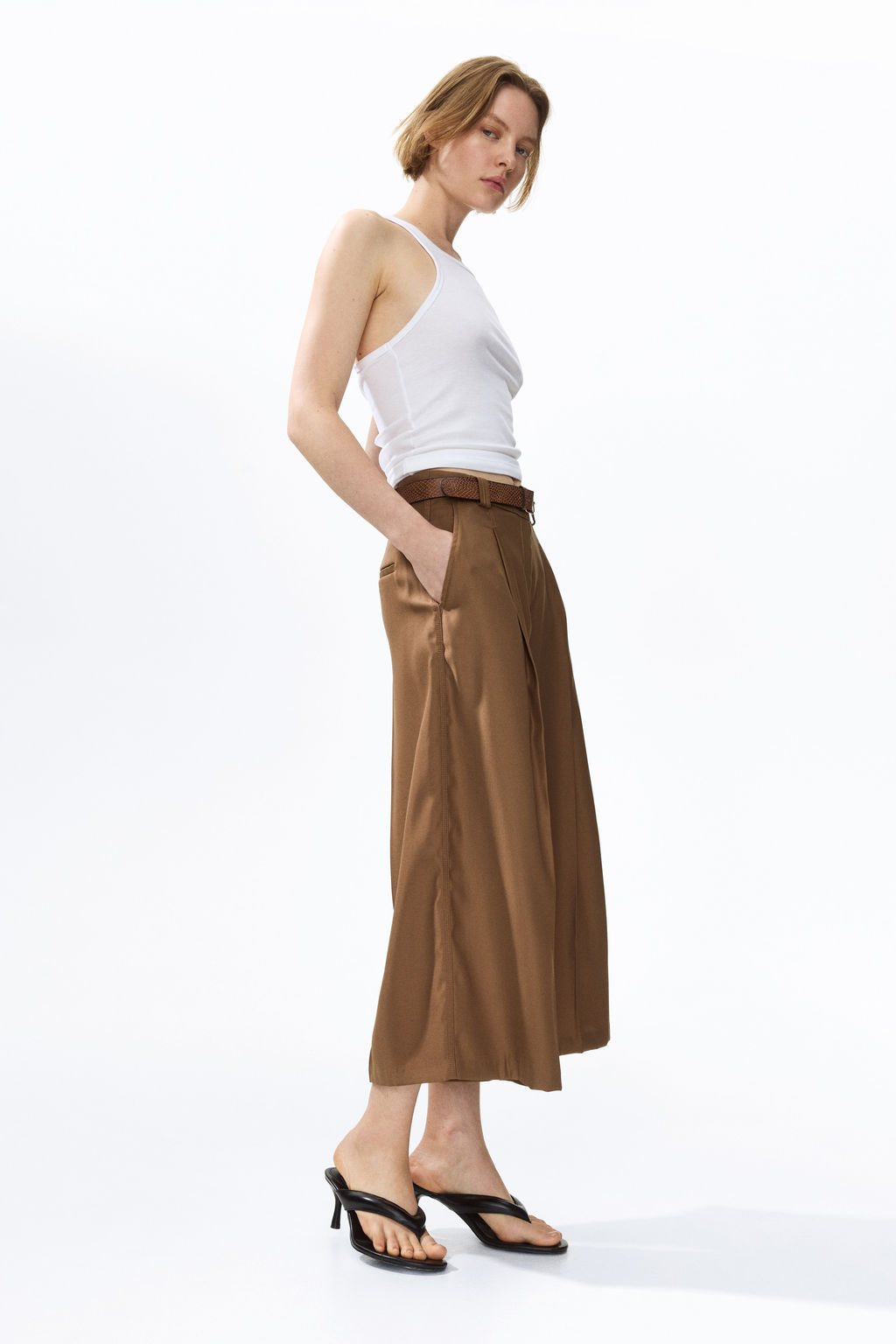 Pantal?n culotte de sarga con cintur?n - H&m фото 4