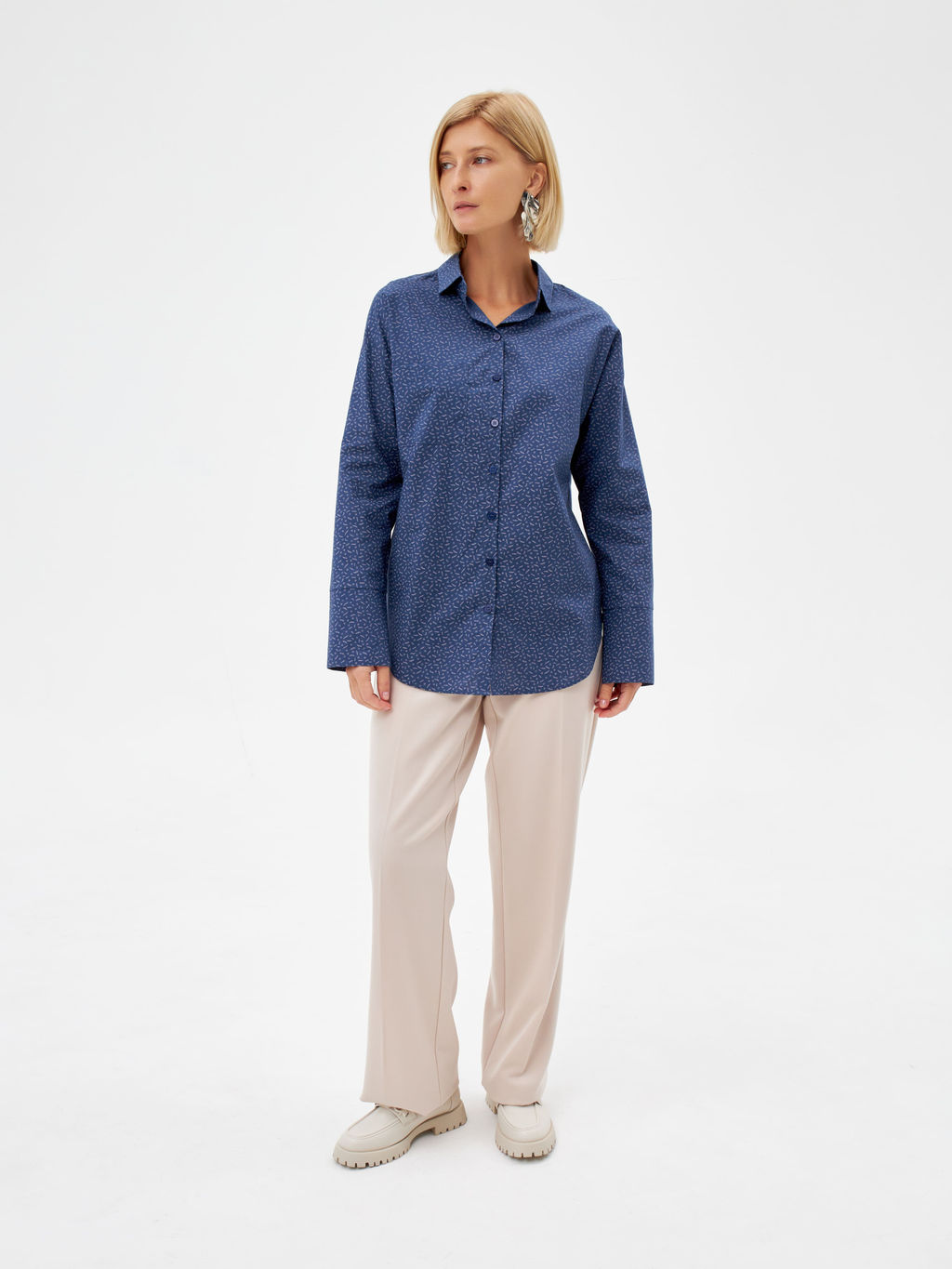 Блузка женская дл. рук. KATHARINA KROSS KK-B-0004V-синий.принт  фото 5