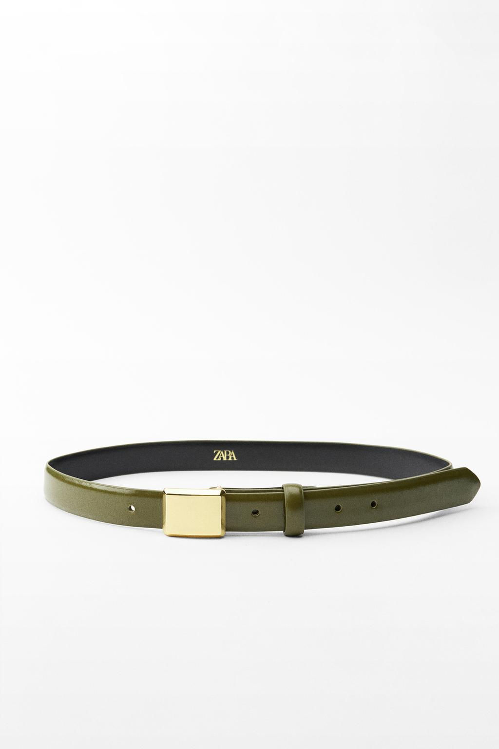 THIN LEATHER BELT WITH SQUARE BUCKLE - Zara фото 2