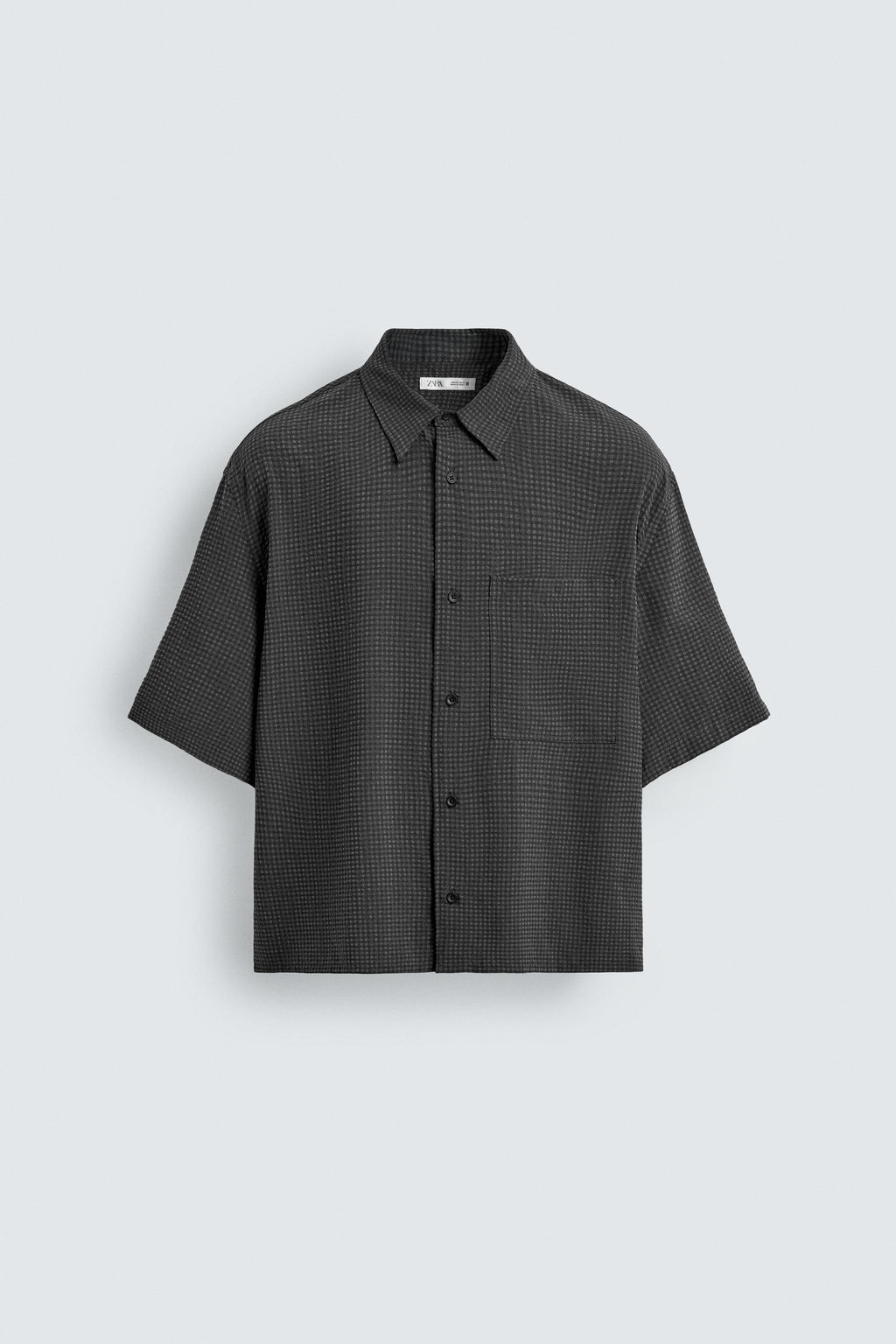 CAMISA FLUIDA ESTRUCTURA CUADROS / Negro - Zara фото 6