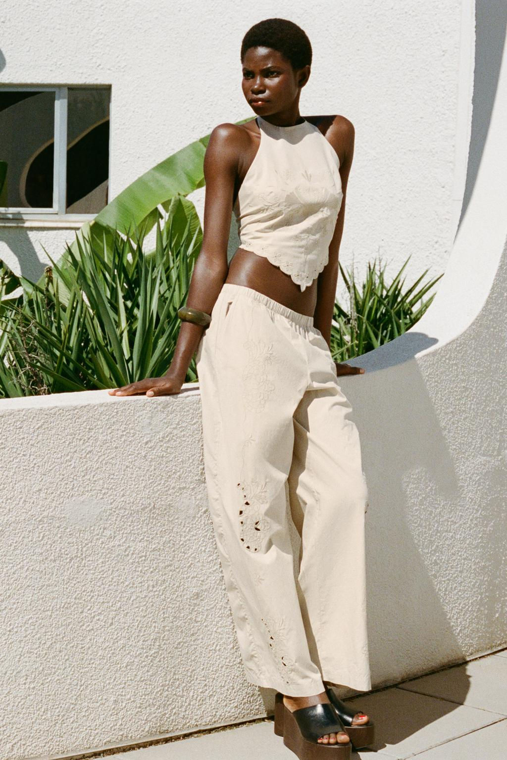 EMBROIDERED PYJAMA TROUSERS