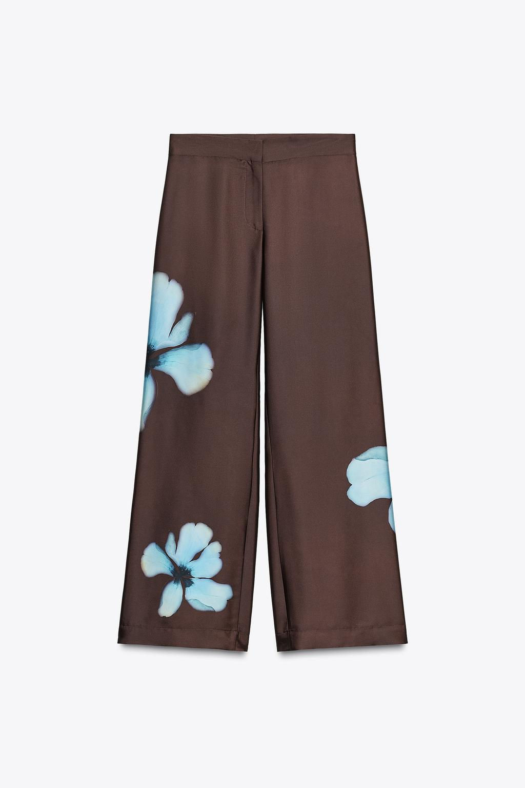 FLORAL PRINT SATIN TROUSERS - Zara фото 5