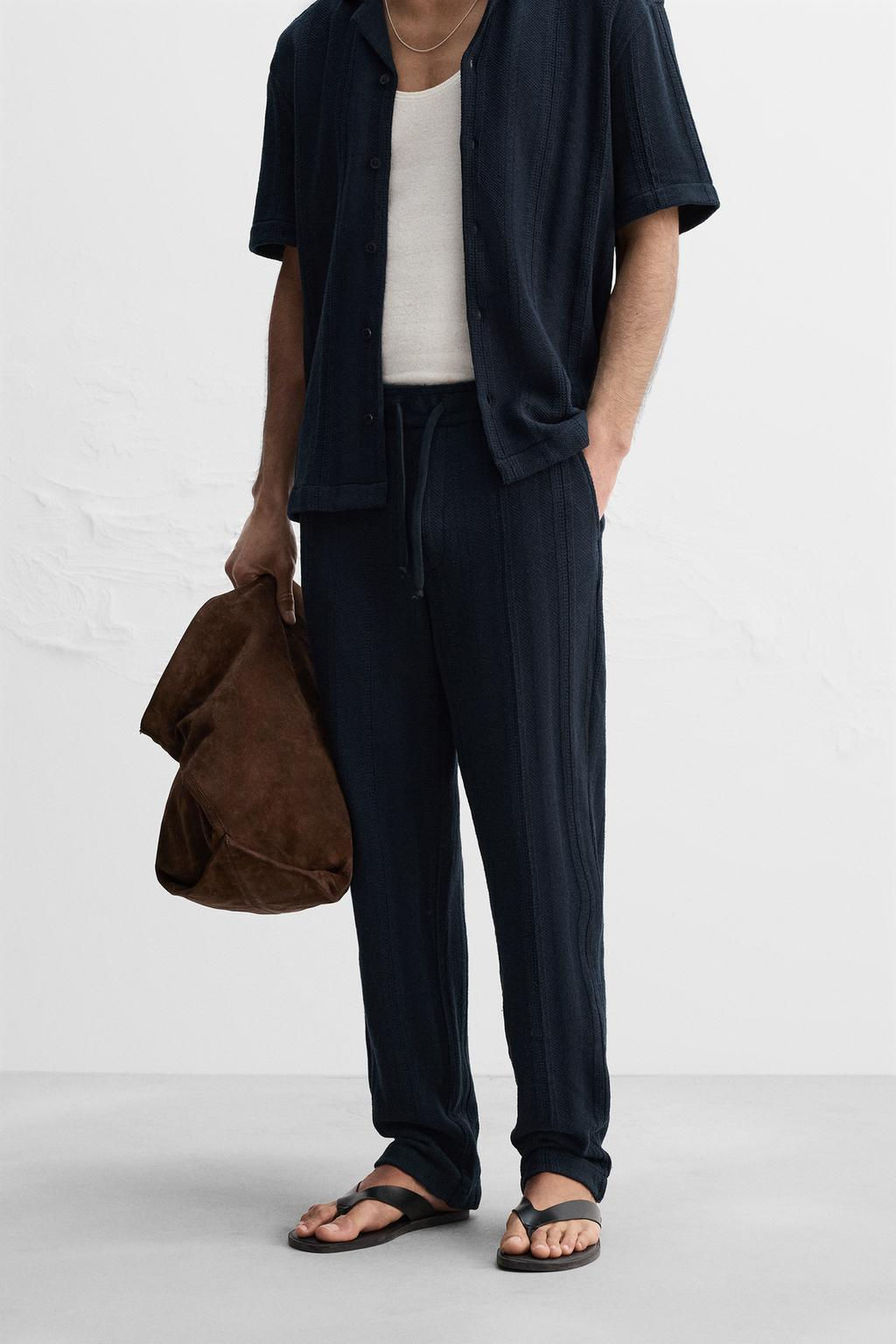 STRIPED TEXTURED TROUSERS - Zara фото 2