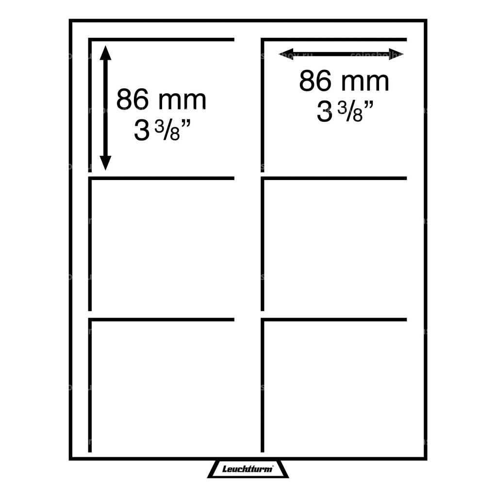 Кассета на 6 ячеек для хранения и презентации монет до 86 мм, MB XL (LEUCHTTURM 331319)