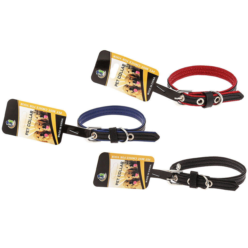 Пэт тойс (Pet toys) Ошейник для собаки Дуэт 1,5х38см, металлическая застежка, под кожу, на картоне, цвета в ассортименте: черный, черно-синий, черно-красный (Китай)  фото 4