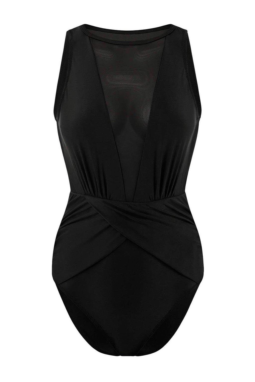 Siyah Halter Yaka Kapl? Mesh Detayl? Regular Mayo TBESS26MA00027 - Trendyolmilla фото 6