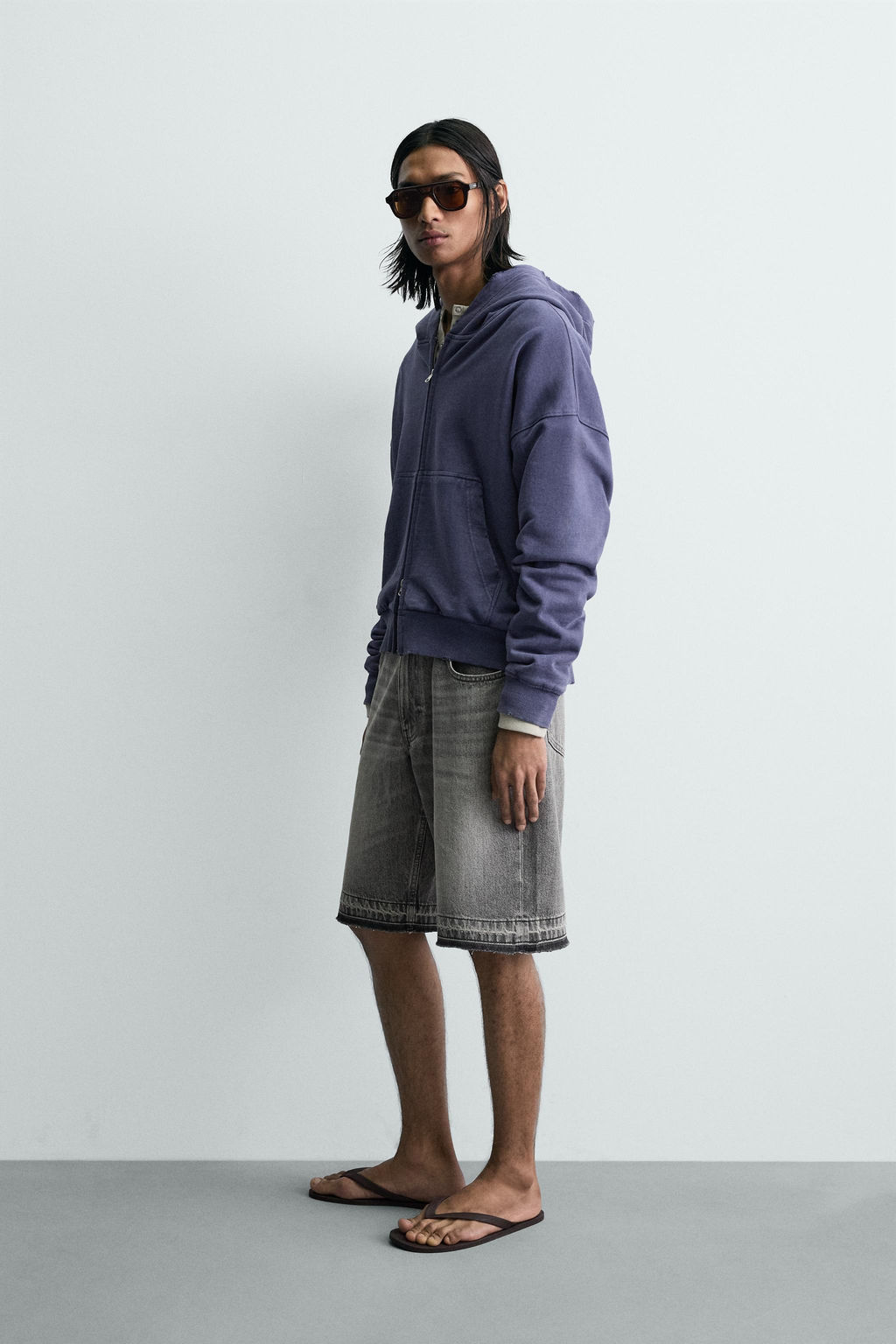BERMUDA DENIM RELAXED FIT / Gris - Zara фото 4