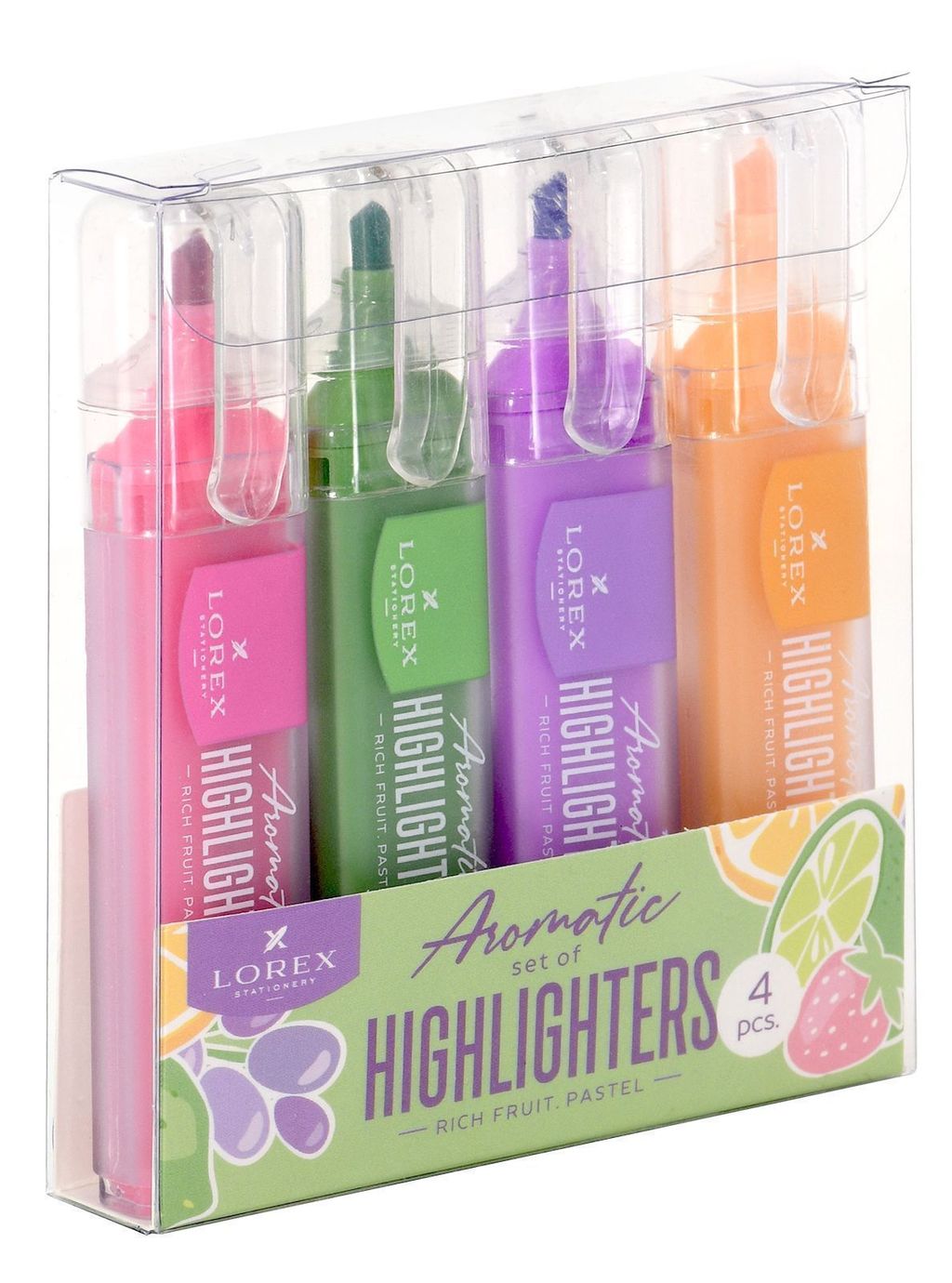 Набор текстовых маркеров LOREX Aromatic RICH FRUIT.PASTEL 13,5 мм, скошенный, 4 цвета