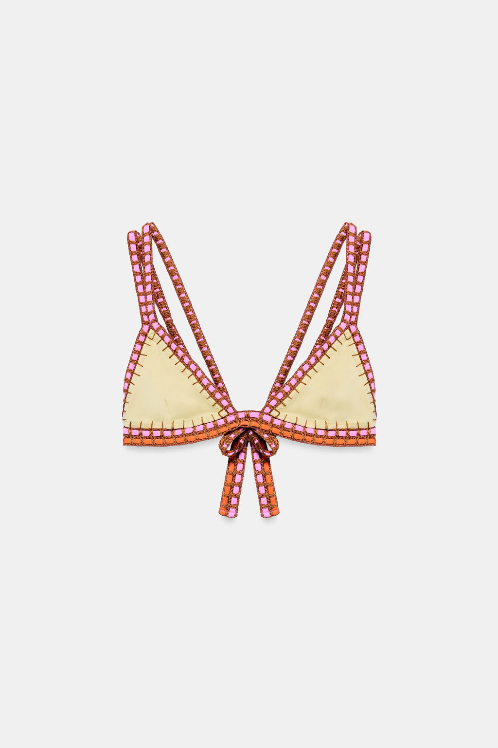 TOP BIKINI TIRAS CROCHET / Amarillo - Zara фото 3