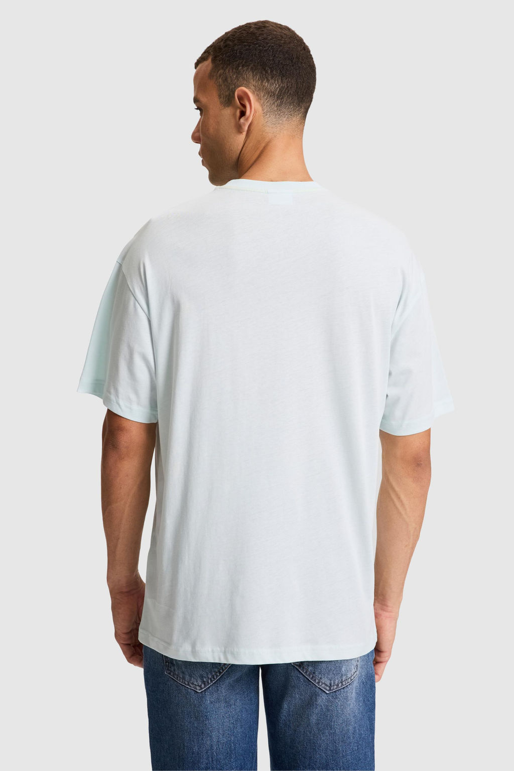 Erkek Su Ye_ili Oversize Bisiklet Yaka Ti__rt