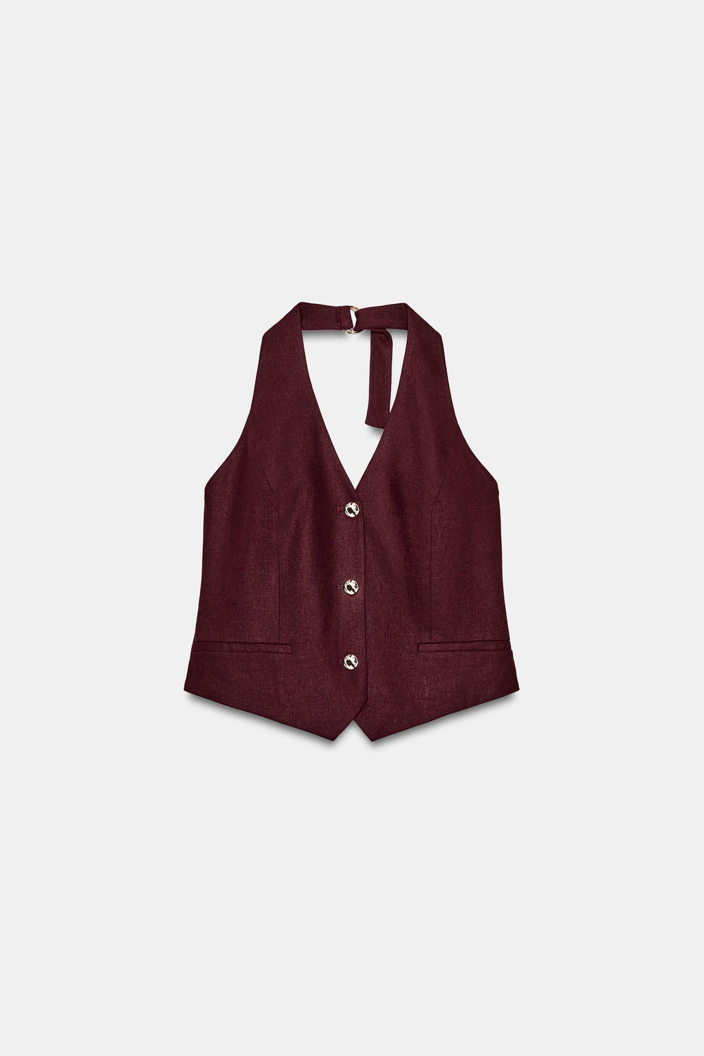 CHALECO HALTER CON LINO / Burgundy - Zara фото 6