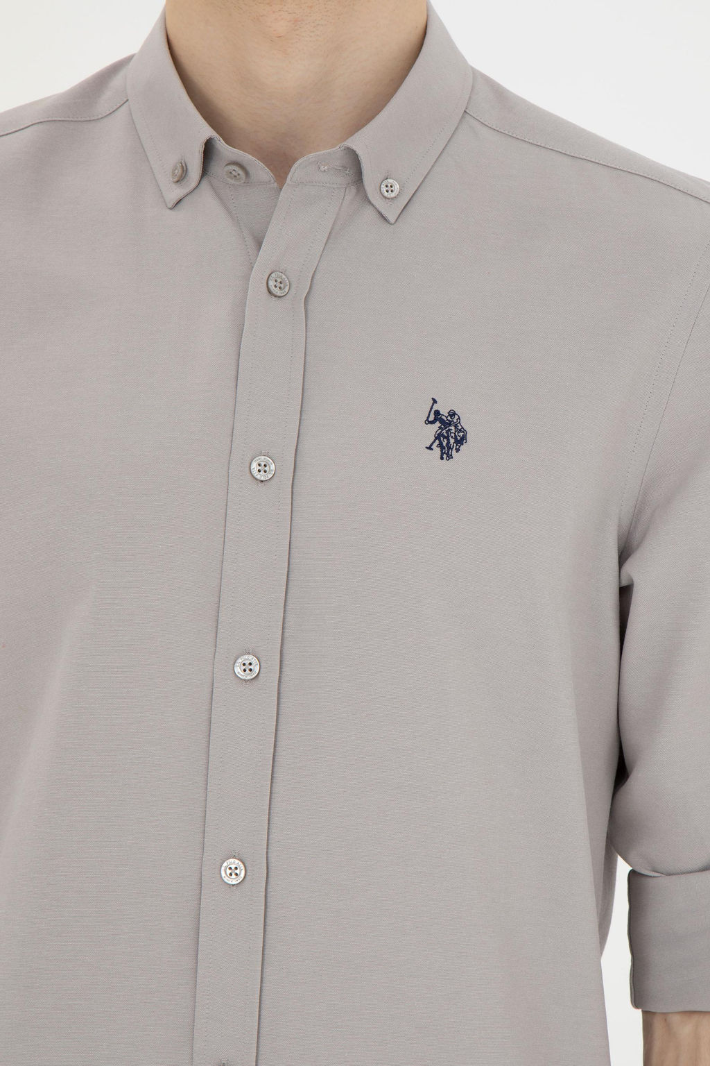 Мужская темно-серая базовая рубашка с длинным рукавом - U.s. polo assn фото 14