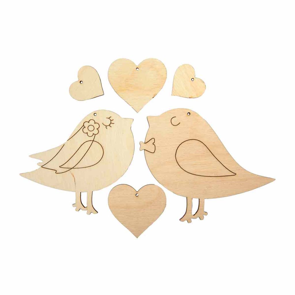 Заготовка для декорирования Mr. Carving ВД-1077 Набор Влюбленные птички фанера 0.3 см