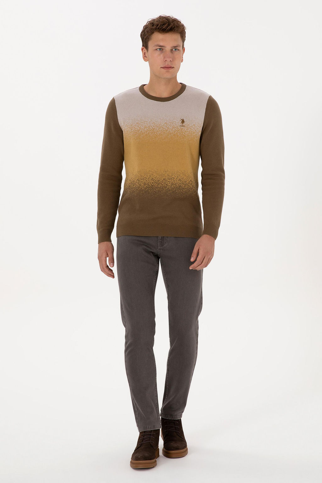 Erkek Regular Fit Bisiklet Yaka Haki Kazak - U.s. polo assn фото 4