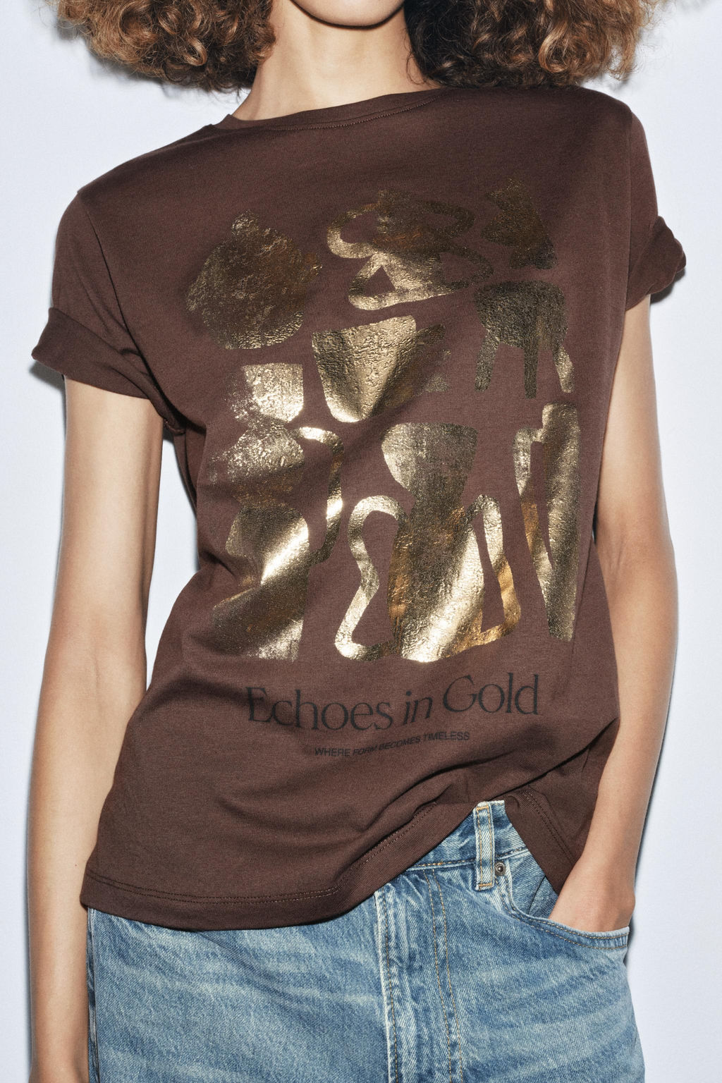 METALLIC SHORT SLEEVE T-SHIRT - Zara фото 3