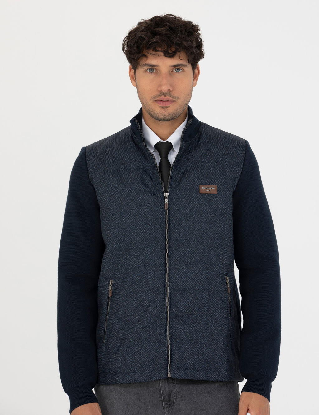 Lacivert Slim Fit Fermuarl_ Triko H_rka