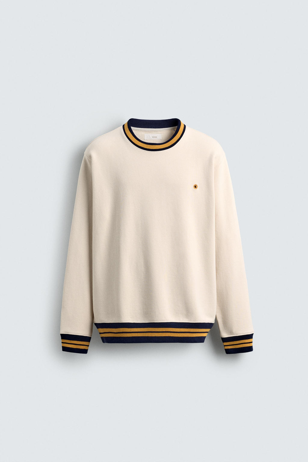 SWEATSHIRT WITH CONTRAST EMBROIDERY AND RIBBING - Zara фото 7