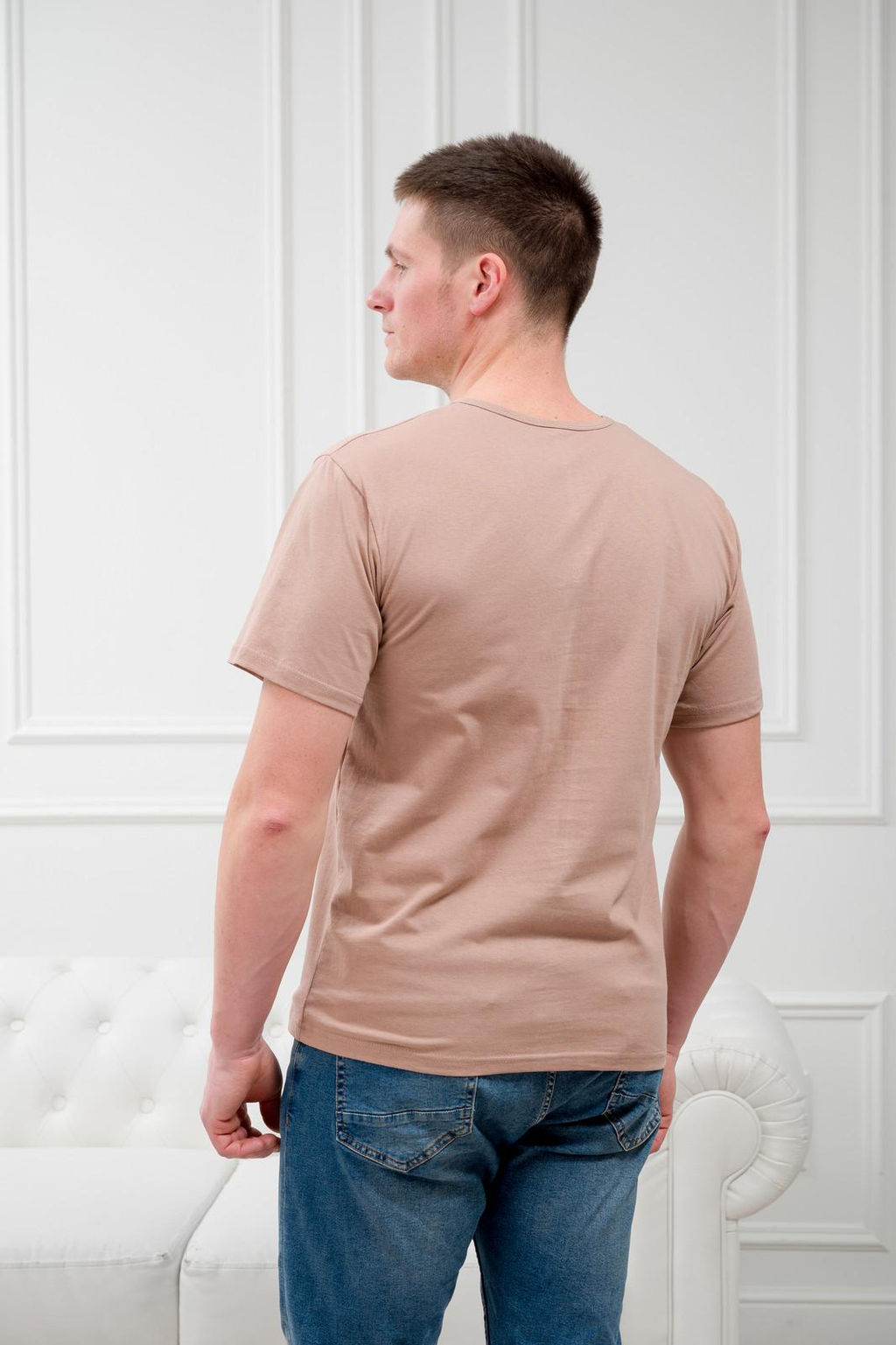 Футболка мужская из кулирки бежевый - Амадэль фото 6