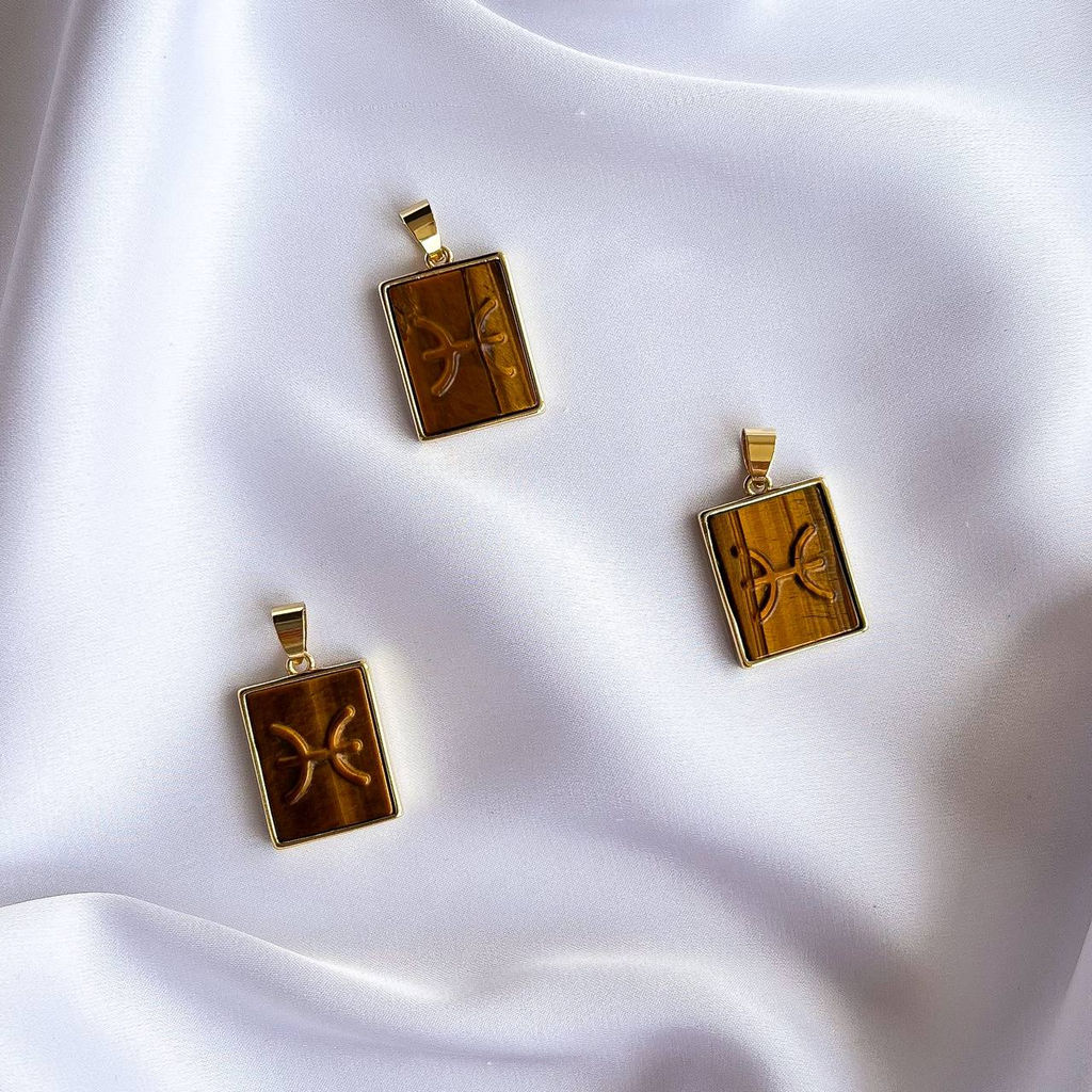 Кулон со знаком зодиака Рыбы из Тигрового глаза - Радуга самоцветов фото 2