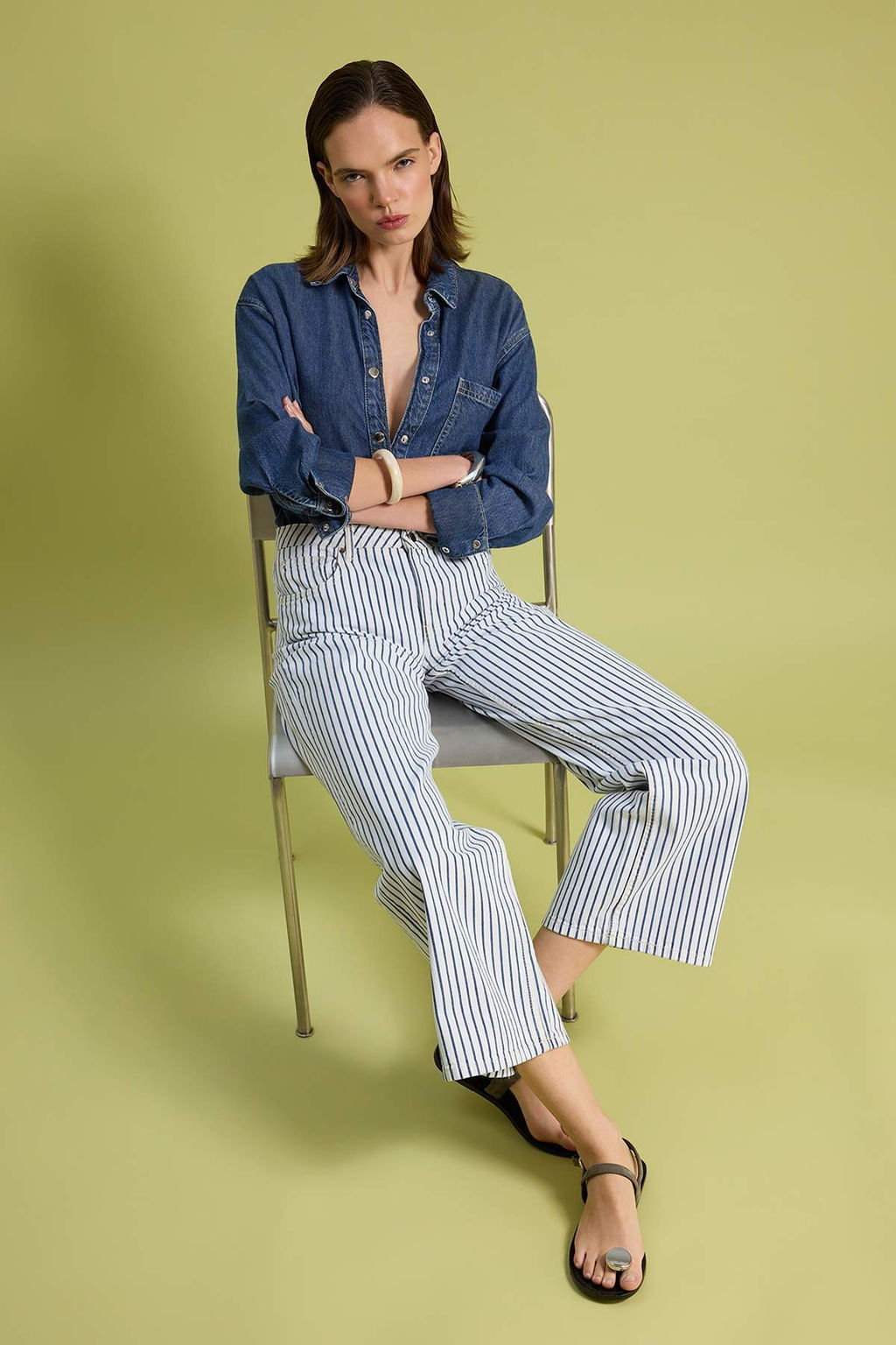 _ok Renkli _izgili D___k Bel Wide Leg Jeans TWOSS26JE00293 - Trendyolmilla фото 2
