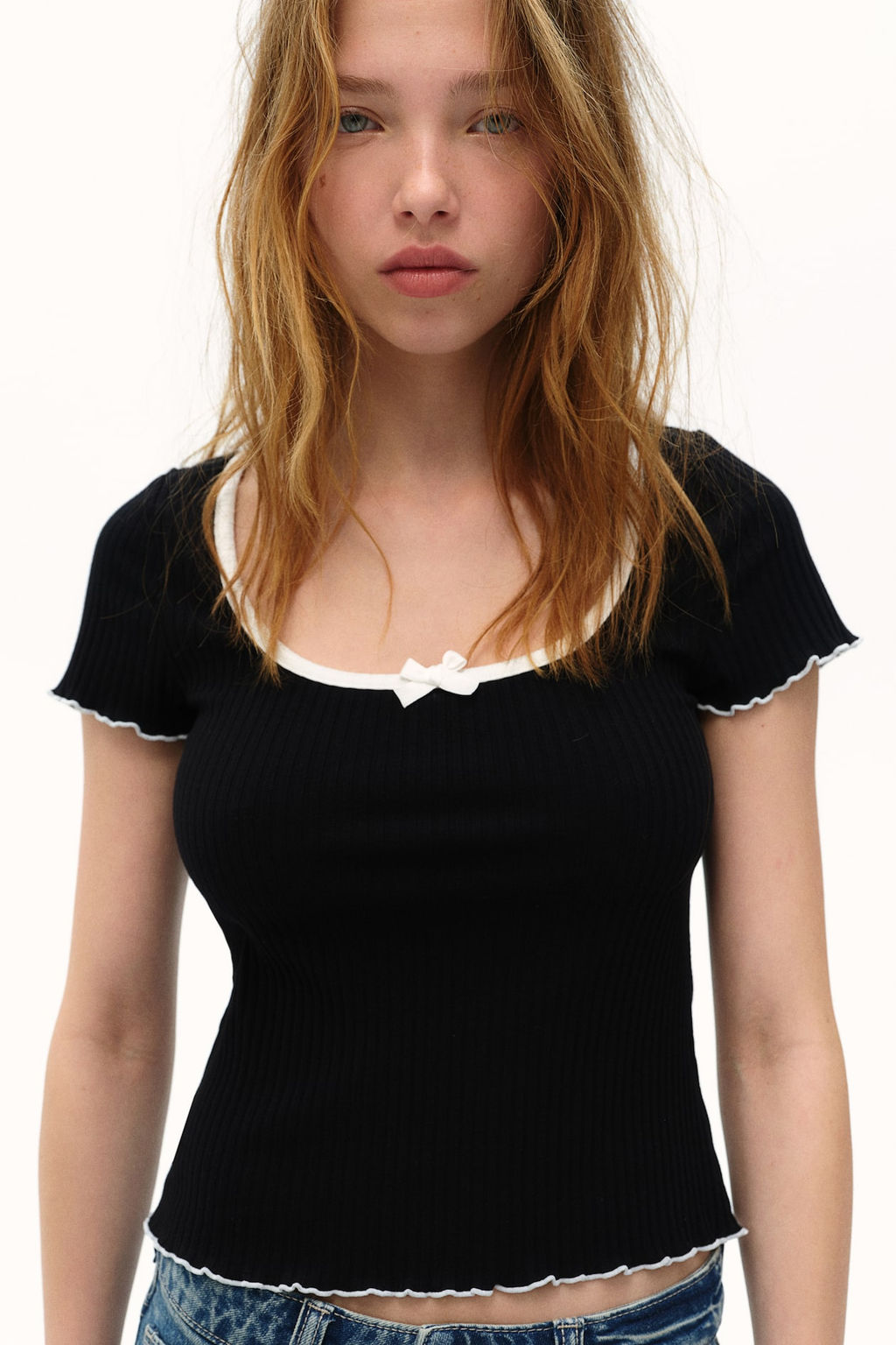 Top de canale con detalles sobrehilados - H&m фото 2