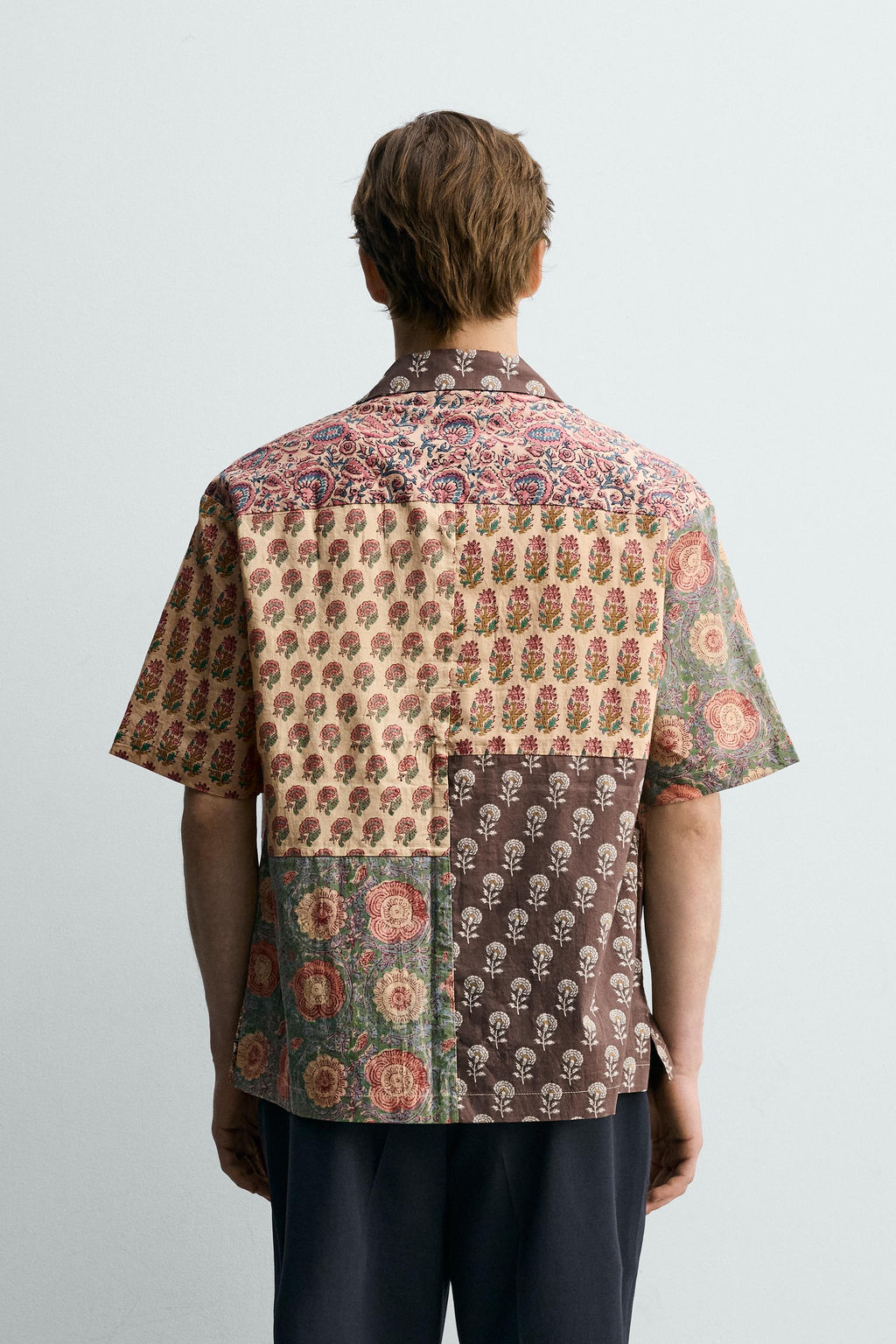 CAMISA RELAXED FIT ESTAMPADO PATCHWORK / Ocre - Zara фото 3