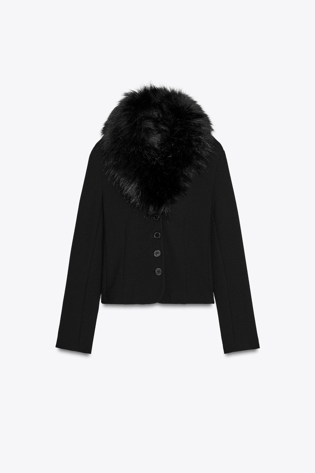 ZW COLLECTION FITTED FAUX FUR COLLAR JACKET - Zara фото 7