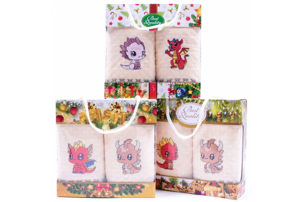 Набор полотенец хлопок Мультяшный Динозаврик 5811202 (5802202) в сумочке МР+МР