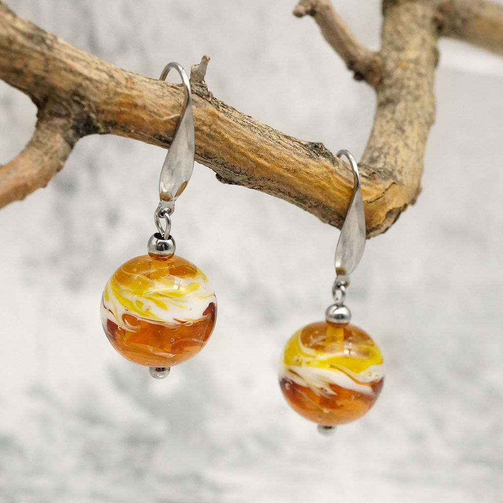 Серьги из муранского стекла LS3345/янтарный