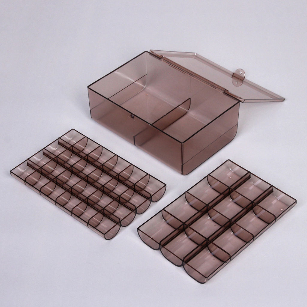 Цена за 2 шт. Органайзер для хранения "ТАРТИ ТАН", цвет прозрачный, три отделения13*18.5*7.7см (упаковка коробка)