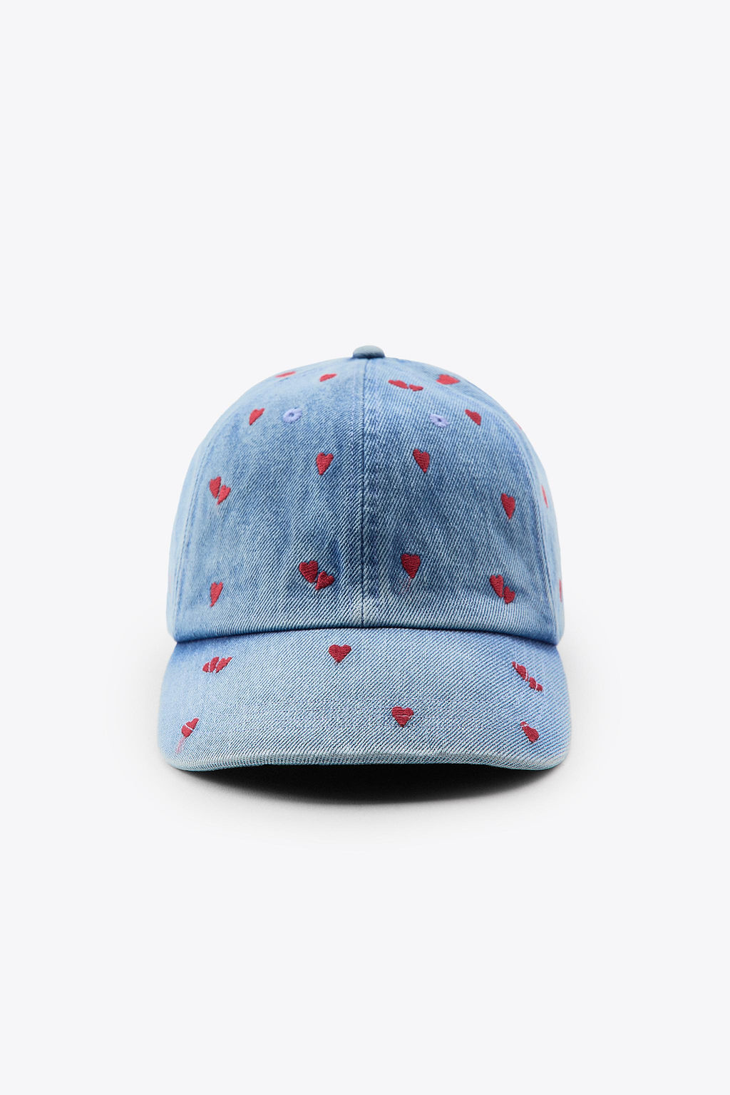 DENIM CAP WITH HEART EMBROIDERY