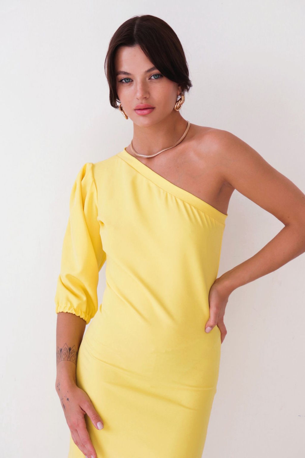 Асимметричное платье лимонное - Martichelli фото 3