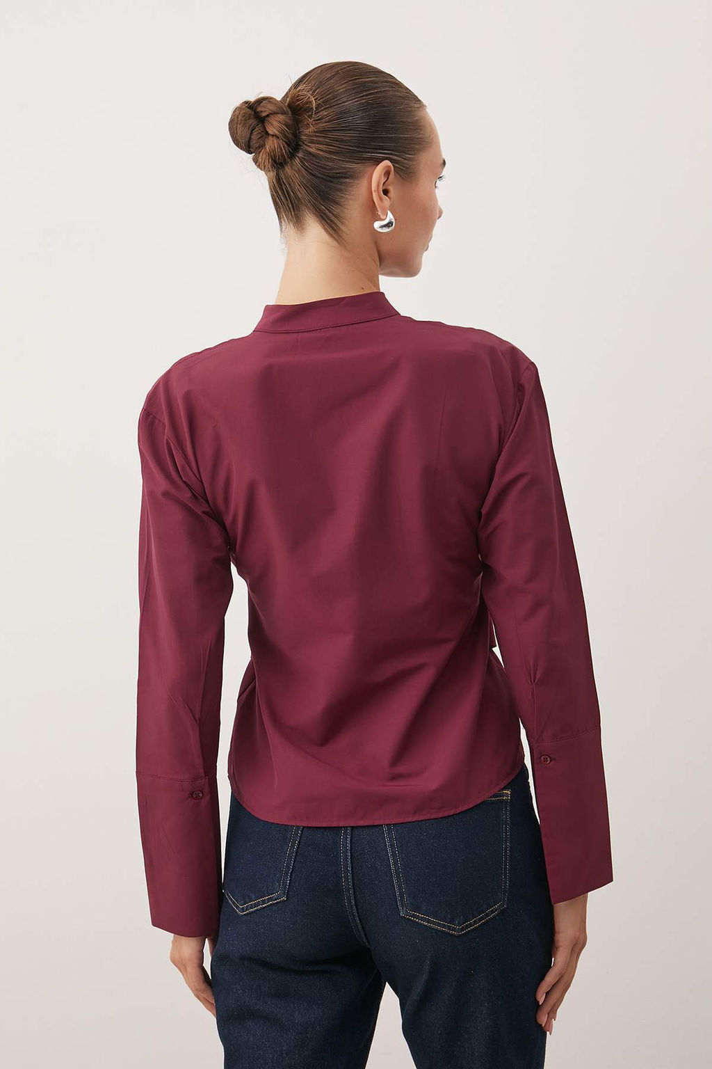 Bordo Kusakl? Onu C?tc?tl? Ayarlanabilir Gomlek TWOAW26GO00067