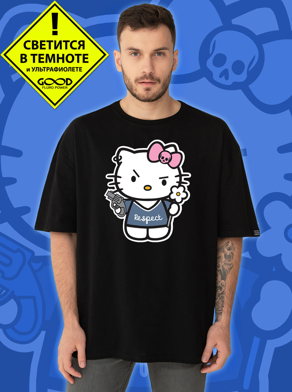 Мужская футболка оверсайз Kitty