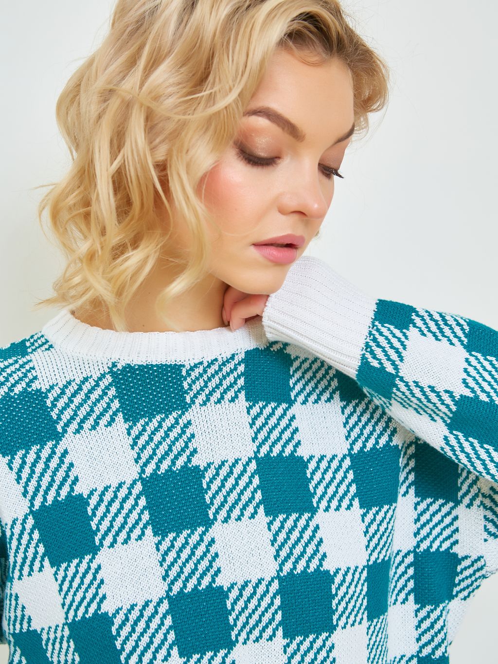 Джемпер вязаный в клетку - Stilla фото 6