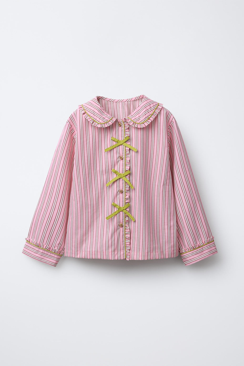 6-14 YEARS/STRIPED SHIRT AND TROUSER PYJAMAS WITH BOWS - Zara фото 2