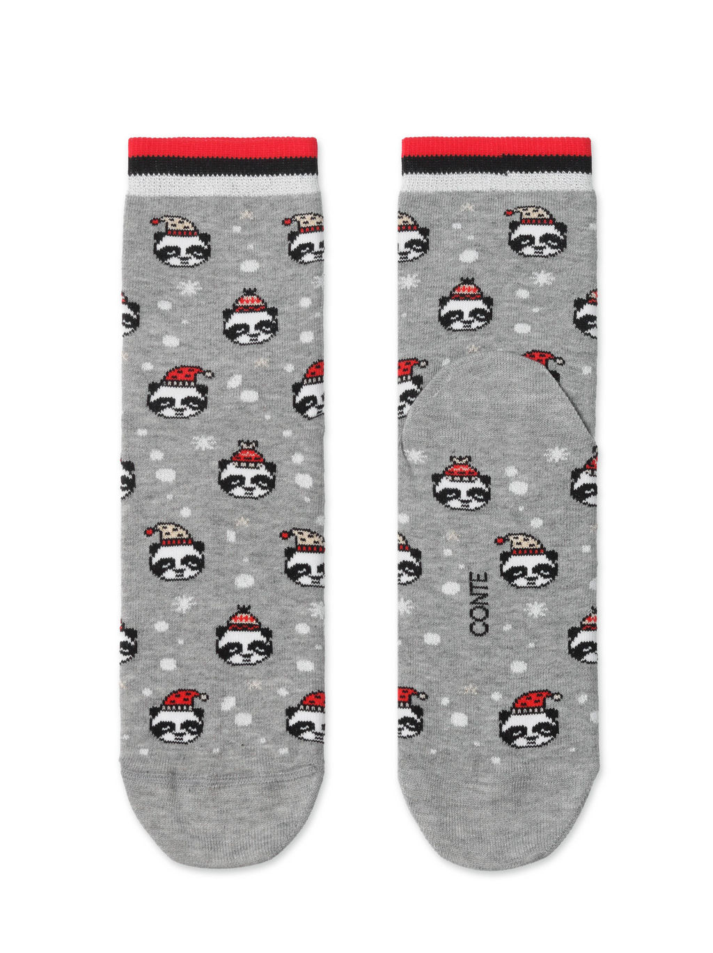 Цена за 2 пары. CONTE Новогодние носки с люрексом Xmas panda серый