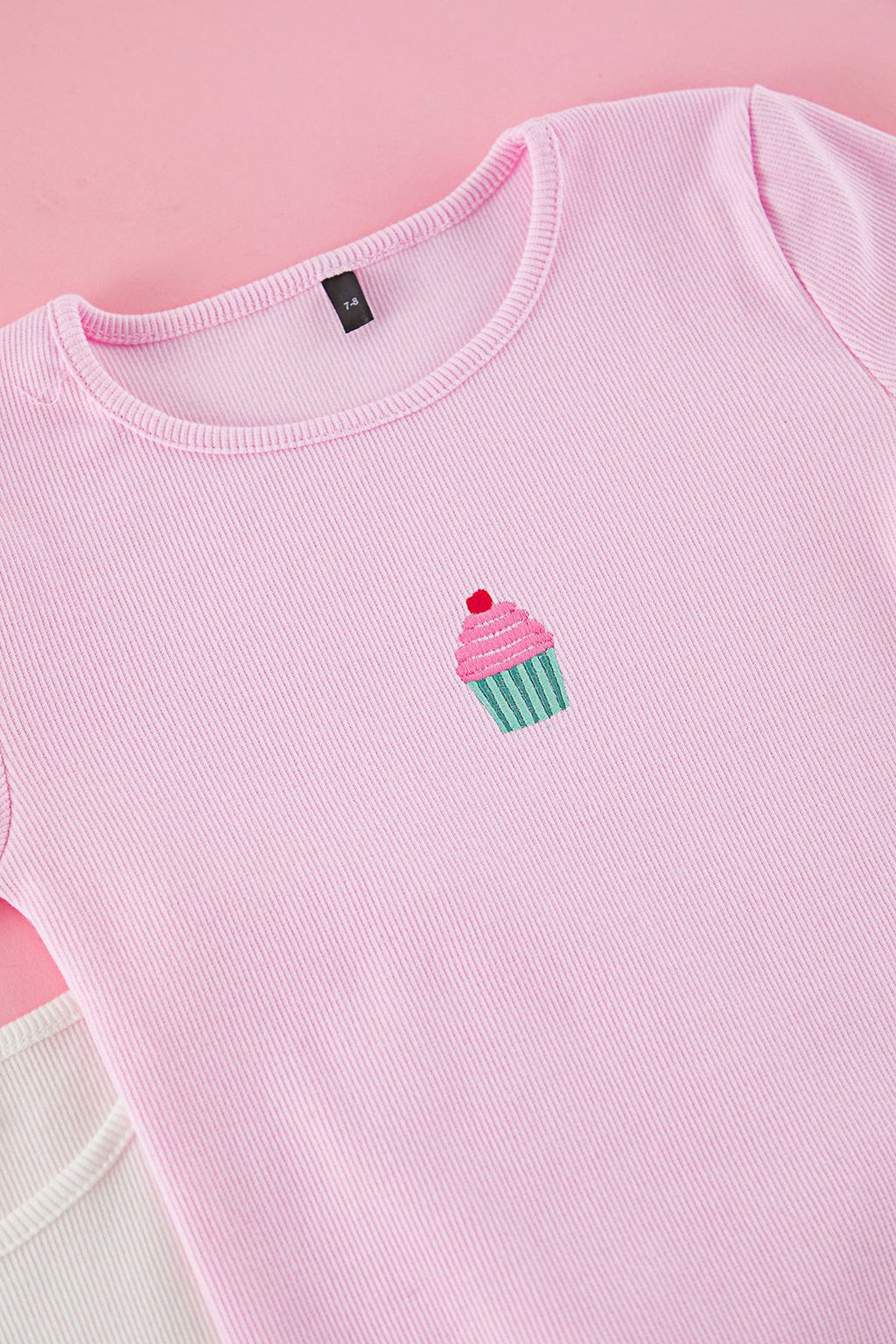 Ekru-Pembe 2li K?z Cocuk Pamuklu Crop K?sa Kol Orme T-Shirt TKDSS25TS00027 - Trendyolmilla фото 7