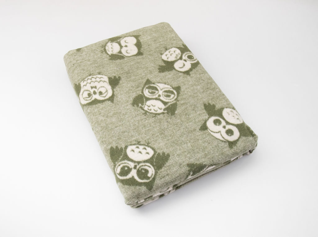 Одеяло байковое жаккардовое в/уп 100*140 "Совы" цв хаки