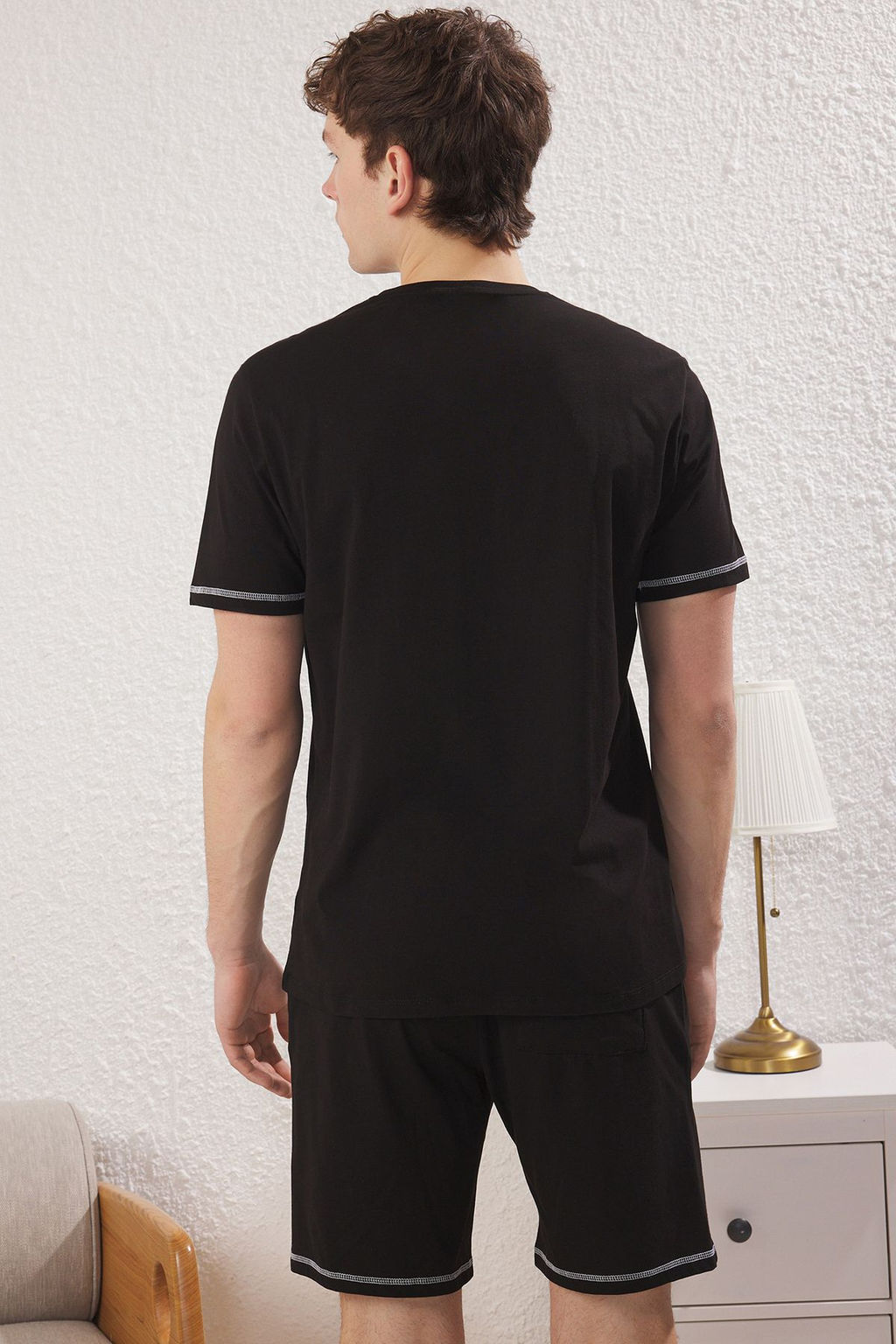TRENDYOL MAN Gri Regular Fit Karyoka Dikisli Orme Sortlu Pijama Tak?m? TMNSS25PT00017 - Trendyolmilla фото 13