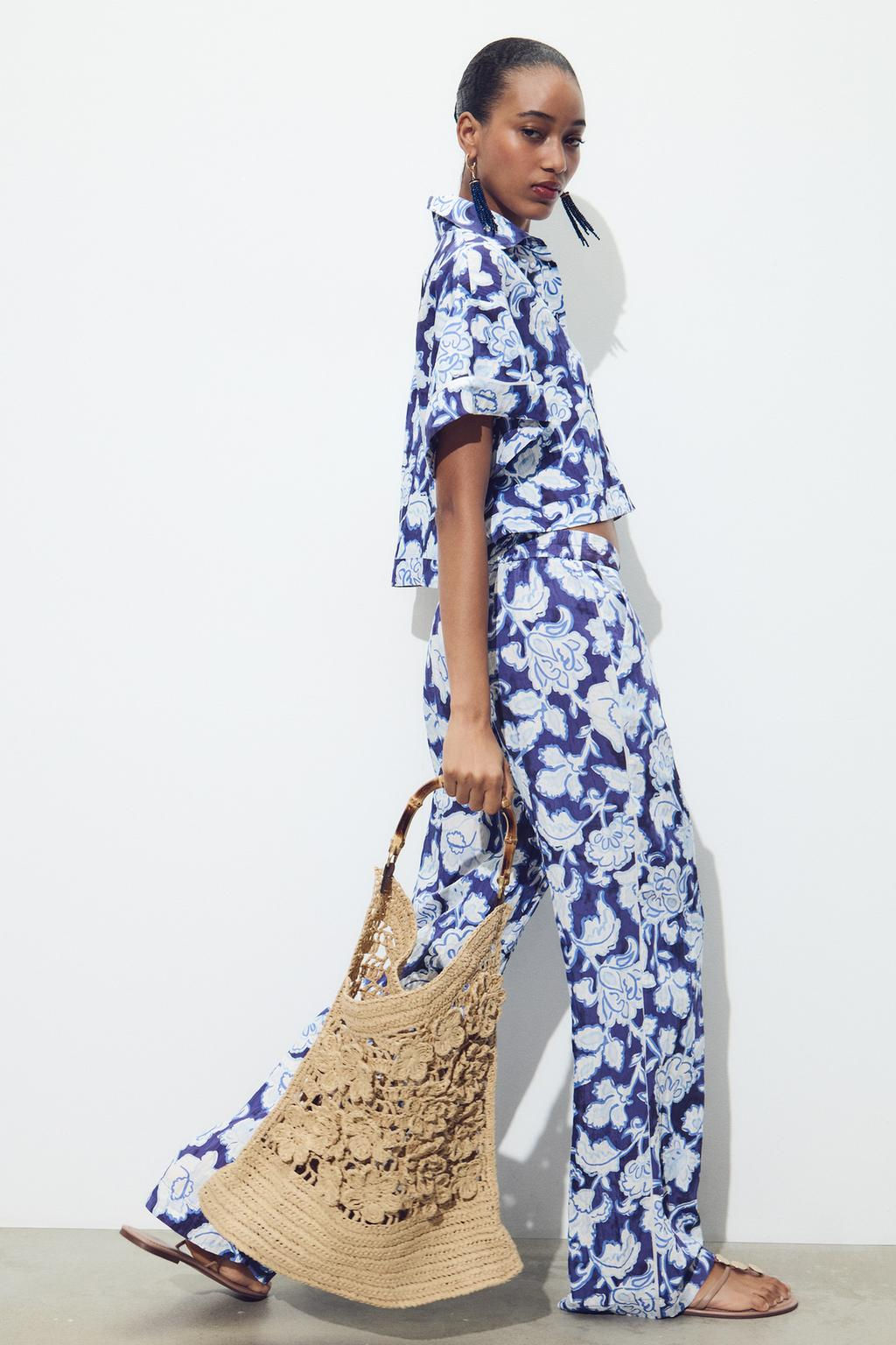 FLORAL BRAIDED TOTE BAG