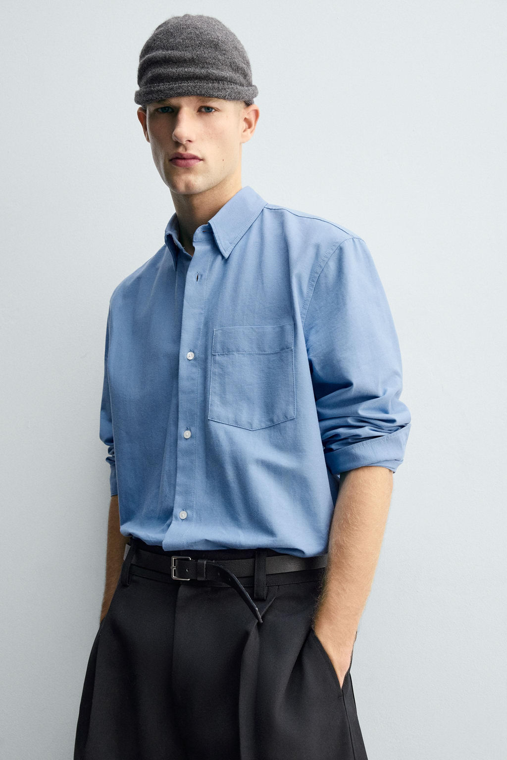 TEXTURED OXFORD SHIRT WITH POCKET - Zara фото 5