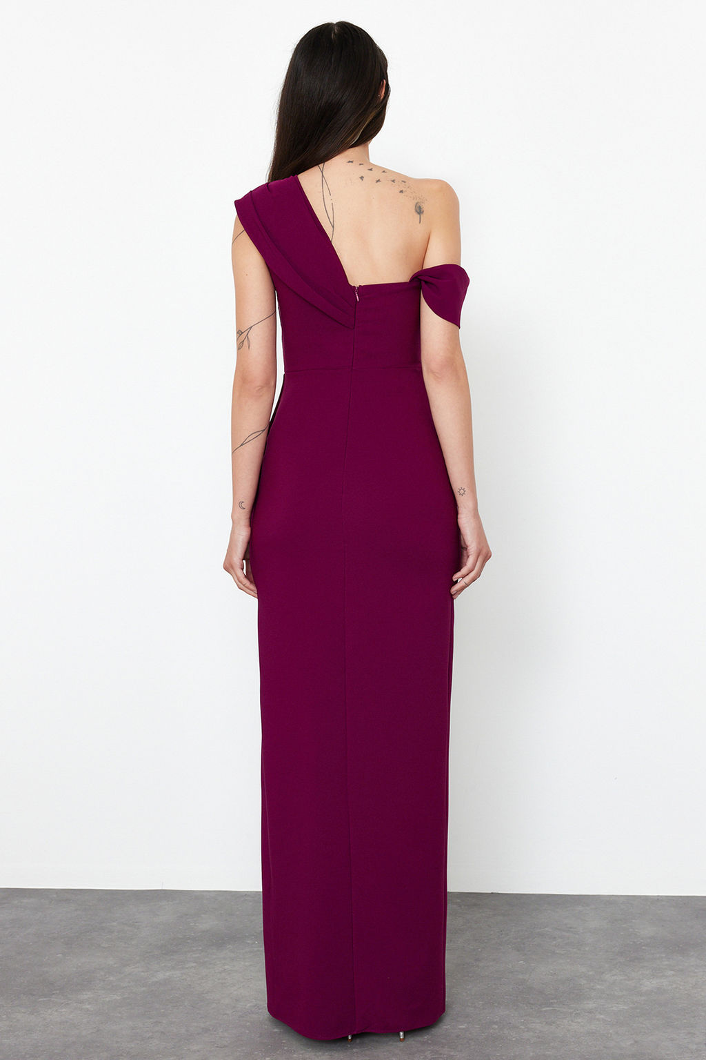 Murdum Dokuma Uzun S?k Abiye Elbise TPRSS24AE00150